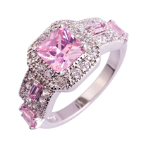 Fascinating Pink & White Topaz 925 Silver Ring Size 6 7 8 9 10 11 Shinning Fashion Jewelry Women For Engagement Party Wholesale