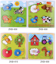 3D baby Kid Early educational hand grasp jigsaw toys wooden puzzle Animal insect learning education child wooden toy(wxt024)