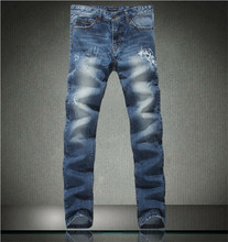 2015 Spring New Arrival Men Fashion Jeans Straight SLim Fit Men Casual Pants Ripped Holes Quality Denim Jeans Size 28-40
