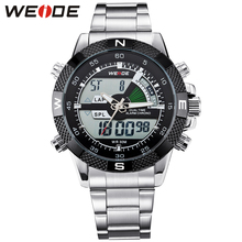 2015 WIEDE Mens Big Screen LCD Backlight Dual Time Date Alarm Stop Analog Digit Multi Function Sports Diver Watch,Free Shipping