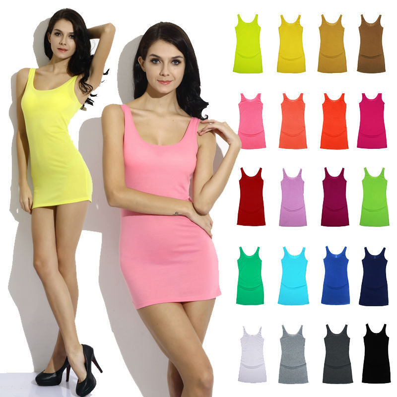 2015 Newest Fashion Summer Long Tank Tops for Women Casual Sleeveless Woman's Tank Tees Solid  Candy Color Sexy Vest Plus size