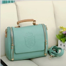 2015 New Arrival Women Solid Cover Polyester Barrel-shaped Pu Single European And American Style Messenger Bags,free shipping