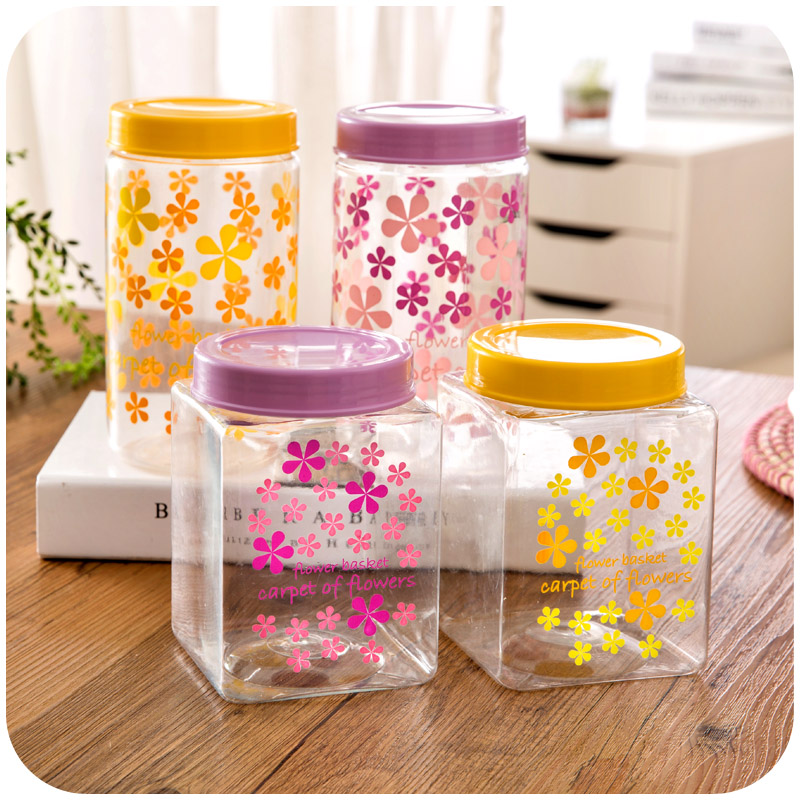 Cute Plastic Kitchen Mason Jar Lids Candy Color Print Tea Coffee Sugar