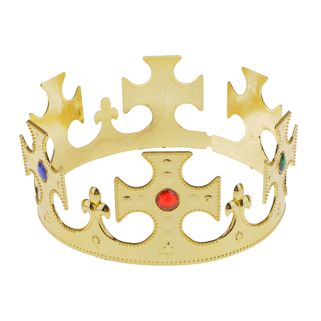 Plastic Jeweled Kings Crown Child King Boys Prince Hat Royal Costume Accessory