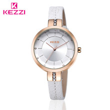 KEZZI Brand Charming Ladies Watches Embossing Floral Leather Strap Wristwatches Japan Quartz Watches for Small Wrist