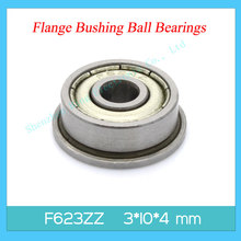 Free Shipping ! 10 pcs/lot F623 ZZ flange bushing ball bearings F623ZZ 3*10*4 mm