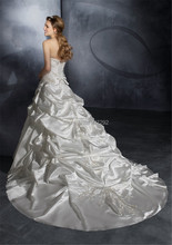 Vestido De Noiva 2015 Custom Made Appliques Beading Sequins White Ivory Satin A Line Wedding Dress