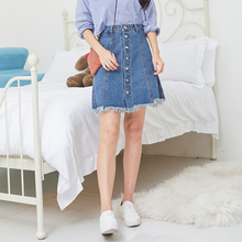 High Waist Denim Skirt Women Summer Style Vintage Faldas Crayon Patchwork Tassel Saia Feminina A-Line Jeans Skirts Clothing