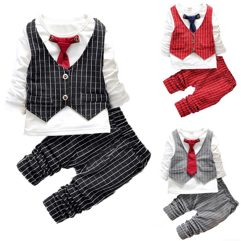 50 OFF 2015 Fashion Baby Boy Spring Clothes Gentleman Suit Toddler Boys Clothing Set Long Sleeve