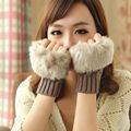 Fashion 8 colors Women Lady Girl Rabbit Fur Hand Wrist Warmer Winter Fingerless Gloves Free shipping