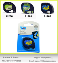 2PK DYMO Labeling Tape 91202, LetraTag Labelers, Black on Yellow Plastic label tapes for dymo label printer