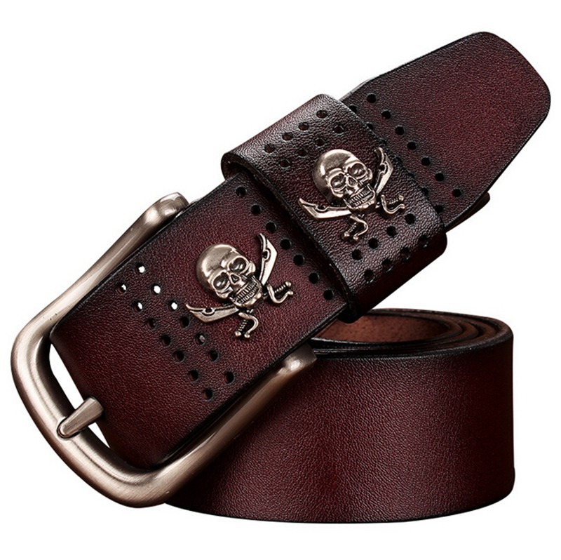 [Best in Best] 100% Genuine Leather belts for men High quality metal pin buckle jeans belt mens ...