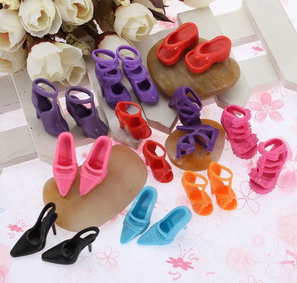500Pairs/lot Factory Wholesale High Quality High Shoes For Barbie Dolls Mixed Styles Sandals Slippers For Barbies Free shipping