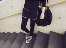 female sports faux two piece tights elastic fitness clothing bodybuilding legging gym exercise running trousers quick-dry pants
