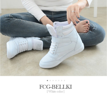 2015 spring autumn ankle boots heels shoes women casual shoes height increased wedges shoes high top mixed color Shoes