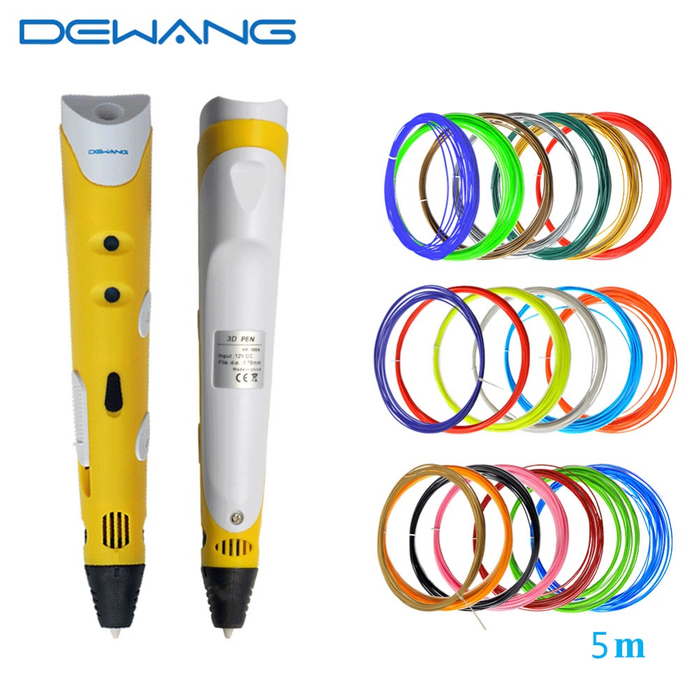 2016 Arrival yellow Cheap ballpoint plastic digital pen 3D pen 20 colors 5M ABS for kids