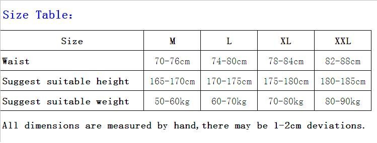 Size table(four sizes)