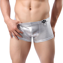 wowhomme New Gold Silver Color Leather Mens Boxer Shorts Men s Underwear Boxer Exercise Imitation Leather