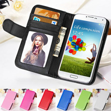 New Wallet Style Photo Frame Flip PU Leather Case For Samsung Galaxy S4 i9500 Phone Bag With Card Holder Stand Skin Cover