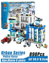 2016 Bela Brand 890pcs 10424 City Police Station building blocks Action Figures set helicopter jail cell Compatible with Legoe