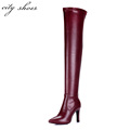 2015 New Winter Women Over Knee Black Boots Fashion Ladies Square