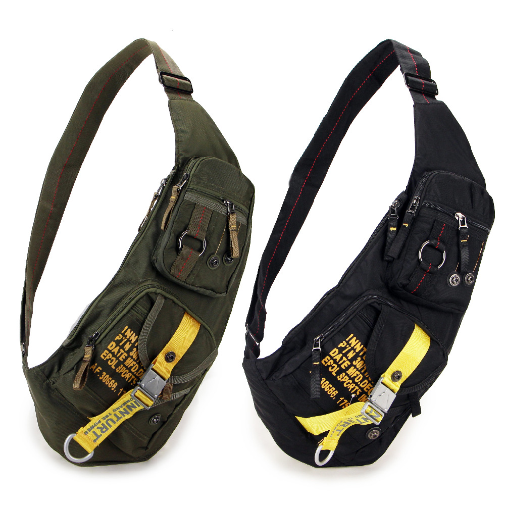 Casual Military sling Chest bag Shoulder bag for men women small Black Green 1142-in Crossbody ...