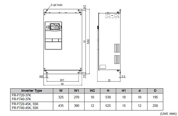 FR-F740-55K-CHT dimensions