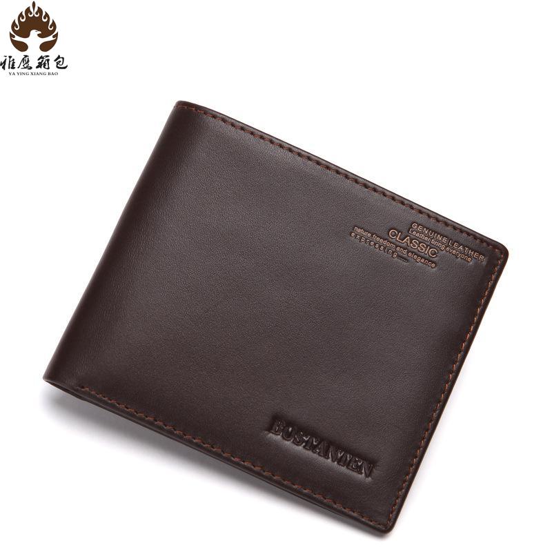 2016 New Brand Real Leather Men Wallets Short Man Purse Wallet Head Layer Cowhide Wallet Wallet Mens Short Trend