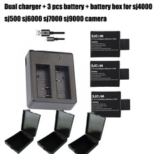 3PCS 900mAh 3.7V Original SJCAM SJ4000 Battery Lithium Batteries SJ 4000 + Dual Charger For SJ5000 Wifi SJ6000 SJ7000 SJ Cam