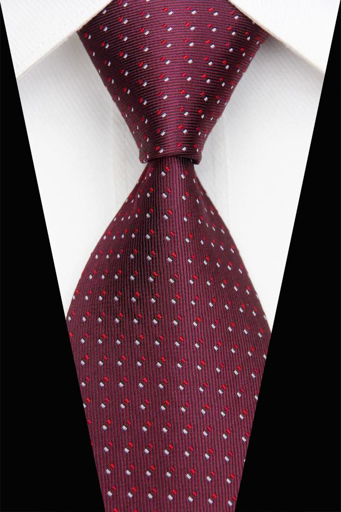 NT0593 Red White Checks Man s Jacquard Woven Necktie New Classic Silk Polyester Business Casual Wedding