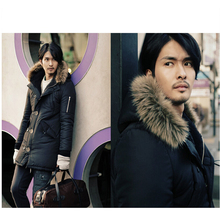 Parka men s 2016 Winter jacket men Medium long Wadded jacket large fur collar Men winter