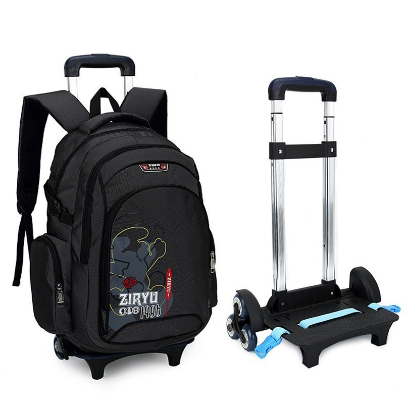 trolley-backpack-wheels-school-bag-detachable-children-Rolling-Backpack-climb-stairs-rod-bag-black