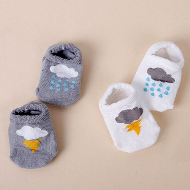 Детей с non-slip носки облако печать теплые мужская хлопок носки 0-4Y