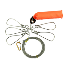Essential 1Set  5m 16inch Fishing Stringer Fish Lock 5 Snap Stainless Steel Ropes Float fish Buckle