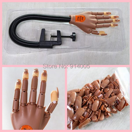 wholesale 5hands 500 tips Nail Trainer Tool Super Flexible Fingers Personal Salon Adjustable Practice Hand Nail