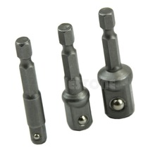 free shipping  3 Sizes Socket Adapter Set Hex Shank to 1/4″,3/8″,1/2″ Impact Driver Drill BIts