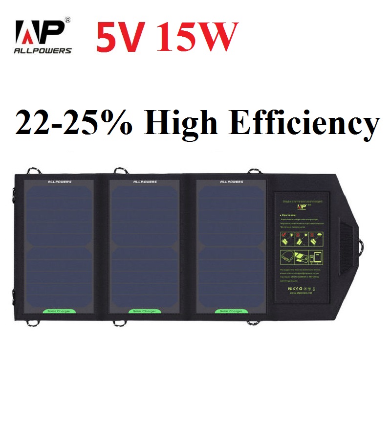 ALLPOWERS 15W 5V Sunpower Solar Charger Panel Battery Dual USB Port for iPhone 6s 6 Plus, iPad Air mini, Galaxy S6 and More ALLPOWERS 15W 5V Sunpower Solar Charger Panel Battery Dual USB Port for iPhone 6s 6 Plus, iPad Air mini, Galaxy S6 and More