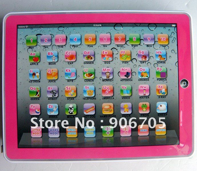 Free shipping,Y-Pad English  Learning Machine,Y PAD Learning Toys For Kids,Pink and Blue Mixed,Music and Led Light,24PCS/Lot
