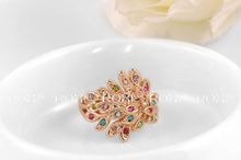 Free Shipping Amazing Price Austrian Crystal 18K Rose Gold Plated Drill Peacock Ring Nice For Women