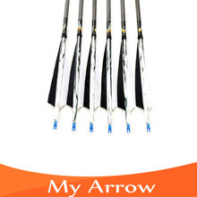 Wholesale 6pcs lot Replaceable Arrowhead 30 Length Carbon Arrow 500 Spine Hunting Or Practice Archery For