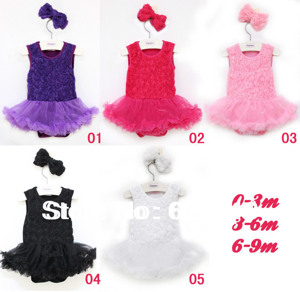Wholesale 2014 Spring Girl's bodysuits baby sleeveless rompers/ Princess laced dress with flowers  baby clothing
