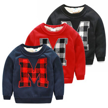 new winter south Korean style 2016 letter M male children’s wear children more add wool fleece jacket boy’s T-shirt wt-4377