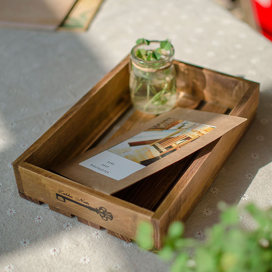 Free Shipping storage Wooden bandeja rustic antique vintage style decorative rectangle trays