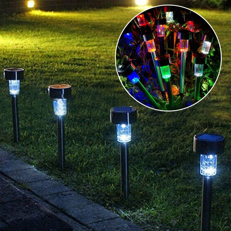 New 10pcs Stainless Steel Solar Energy Lawn LED Lamp E2shopping New 10pcs Stainless Steel Solar Energy Lawn LED Lamp E2shopping