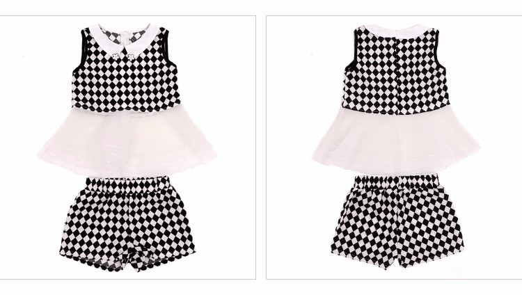 New Arrival 2015 Mother and Daughter Dresses Classic Plaid White and Black Casual Summer Dress (10)