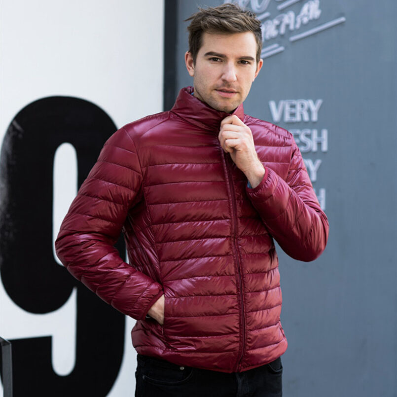New Fashion 2015 Winter Jacket Men Thin Stand Collar Warm Mens Coat Light Down Coat Solid Fitness Short Windbreaker Male Jacket