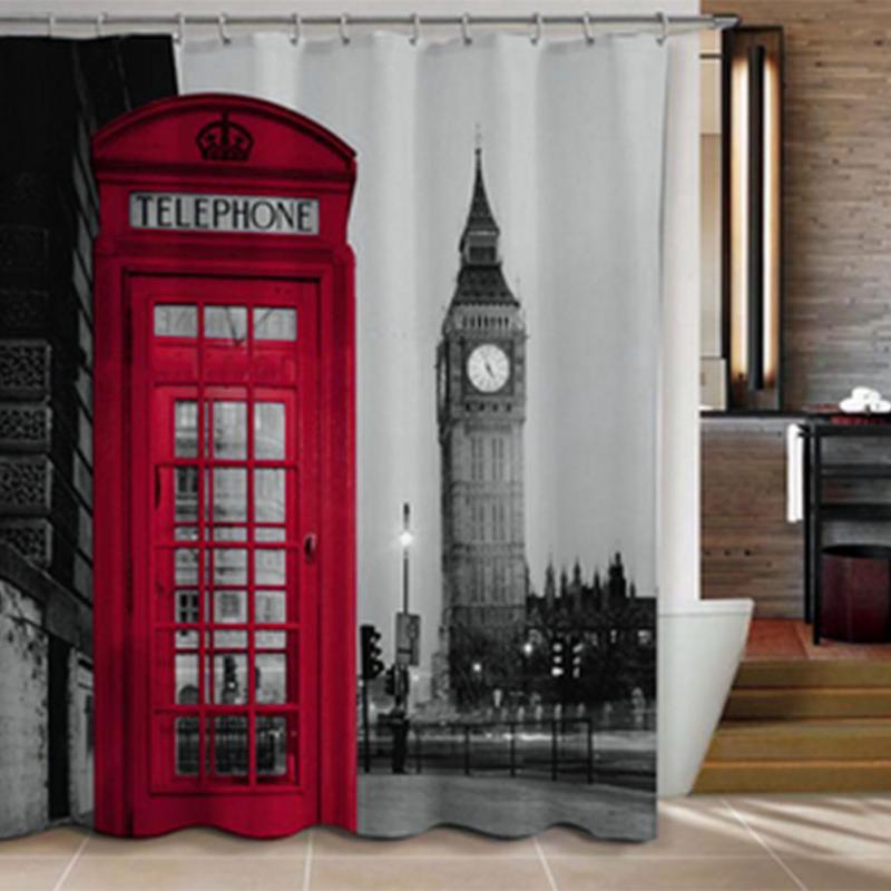 London Big Ben Polyester Shower Curtain Famous City Landmark Pattern Waterproof Home Bathroom Curtains -NJ