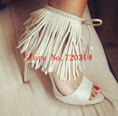 White Long Tassel Zapatos Mujer Gladiator Sandals Women Shoes Lace Up ...