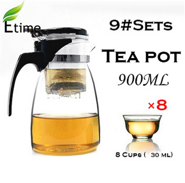 tea pot Hot Selling Heat Resistant Durable Transparent Cheap Glass tea set 900ml Teapot 8 cups