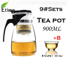 tea pot Hot Selling Heat-Resistant Durable Transparent Cheap Glass tea set (900ml Teapot + 8 cups 30ml) tea service ETP002#9